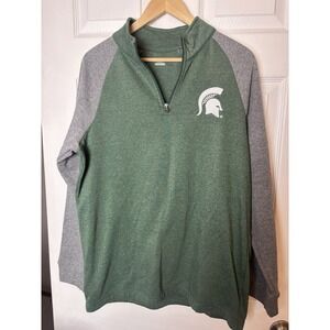 Michigan State Spartans MSU Green 1/4 Zip Jacket Men's Med Captivating Fleece In
